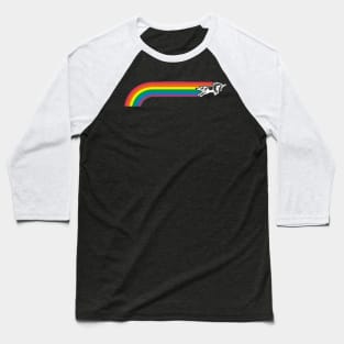 Jumping UNICORN RAINBOW STRIPE Baseball T-Shirt